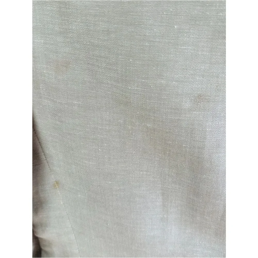 Perry Ellis Beige Linen Blend Suit Jacket Skim Fit Size 40 Short Flaw